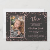 Roos Goud Confetti Moderne 3e Verjaardag Meisjes F Kaart (Voorkant)