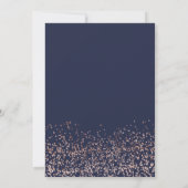 Roos goud confetti navy blue save the date bruilof (Achterkant)