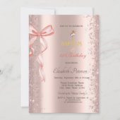 Roos Goud Confetti Roze Boog Doop en Verjaardag Kaart (Voorkant)