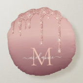 Roos Goud Custom Letter Jouw naam Ronde Kussen (Achterkant)