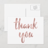 Roos goud dank u briefkaarten, folie lettertype briefkaart (Voorkant / Achterkant)