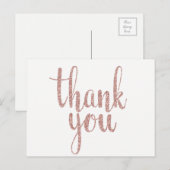 Roos goud dank u briefkaarten, glitter briefkaart (Voorkant / Achterkant)