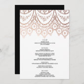 Roos Goud Delicate Kant Bruiloft Menu (Voorkant / Achterkant)