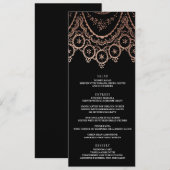 Roos Goud Delicate Kant Bruiloft Menu (Voorkant / Achterkant)