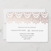 Roos Goud Delicate Kant Bruiloft Uitnodiging (Voorkant)