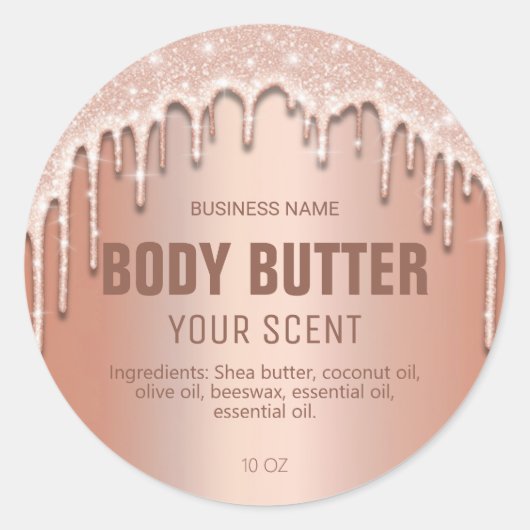 Roos Goud Dripping Body Butter Labels (Voorkant)