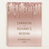 Roos Goud Dripping Glitter Metallic Bruiloft Planner (Voorkant)