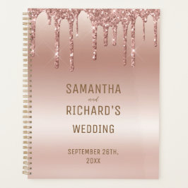Roos Goud Dripping Glitter Metallic Bruiloft Planner
