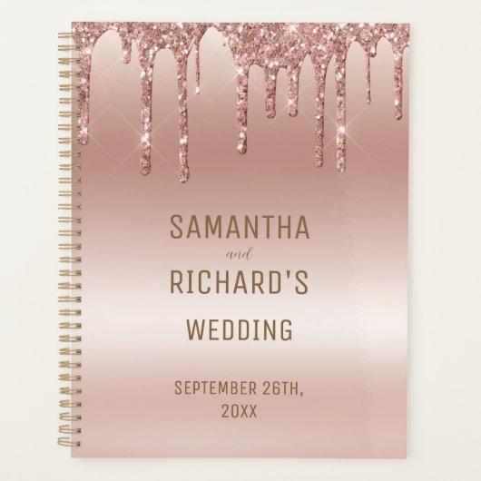 Roos Goud Dripping Glitter Metallic Bruiloft Planner