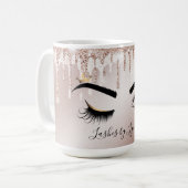 Roos goud drupt knipoog lange wimpers koffiemok (Voorkant links)