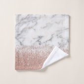Roos Goud Echt Marmer Glitter Glam Trendy Bad Handdoek (Wasdoekje)