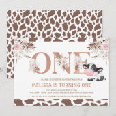 Roos Goud Een Bloemen Koe 1e Verjaardag Kaart (Voorkant / Achterkant)