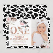 Roos Goud Een foto Bloemen Koe 1e Verjaardag Kaart (Voorkant / Achterkant)