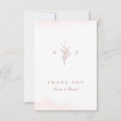 Roos goud Eenvoudig botanisch monogram bedankt (Voorkant)