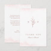 Roos goud Eenvoudig botanisch monogram bedankt (Voorkant / Achterkant)