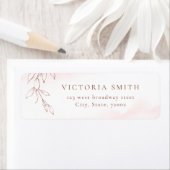 Roos goud eenvoudig botanisch trouwadres etiket (Insitu)