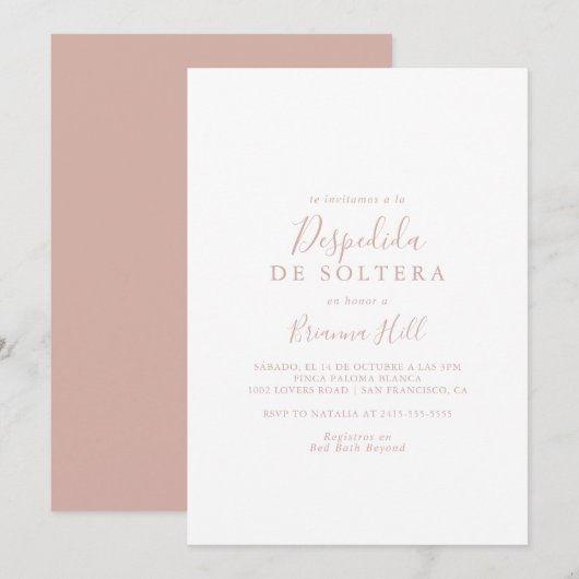 Roos Goud Eenvoudig Minimalistisch Spaans Vrijgeze Kaart (Voorkant / Achterkant)