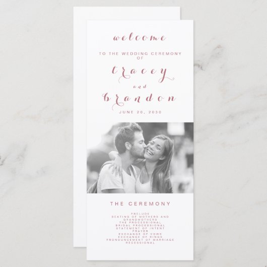 Roos Goud Eenvoudig Script Modern Fotobruiloft Programmakaart (Voorkant / Achterkant)