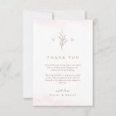 Roos goud eenvoudige botanische bladeren monogram bedankkaart (Voorkant)