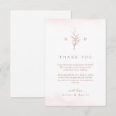 Roos goud eenvoudige botanische bladeren monogram  bedankkaart (Voorkant / Achterkant)