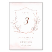 Roos goud eenvoudige botanische monogram bruiloft kaart (Voorkant)