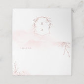 Roos goud eenvoudige botanische monogram bruiloft plaatskaartje (Buitenkant ongevouwen)