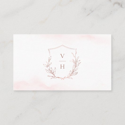 Roos goud eenvoudige botanische monogram bruiloft plaatskaartje (Achterkant)