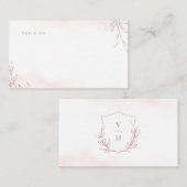 Roos goud eenvoudige botanische monogram bruiloft plaatskaartje (Voorkant / Achterkant)