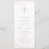 Roos goud eenvoudige botanische monogram bruiloft programmakaart (Voorkant)