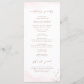 Roos goud eenvoudige botanische monogram bruiloft programmakaart (Achterkant)