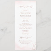 Roos goud eenvoudige botanische monogram bruiloft programmakaart (Achterkant)