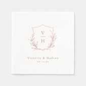 Roos goud eenvoudige botanische monogram bruiloft servet (Voorkant)