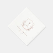 Roos goud eenvoudige botanische monogram bruiloft servet (Hoek)