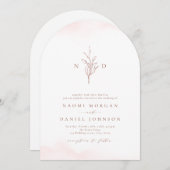 Roos goud eenvoudige botanische monogram rustige b kaart (Voorkant / Achterkant)