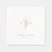 Roos goud eenvoudige botanische monogram rustige b servet (Voorkant)