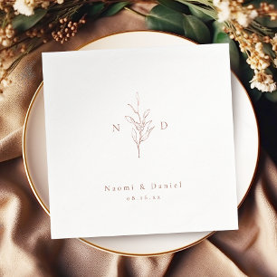 Roos goud eenvoudige botanische monogram rustige b servet