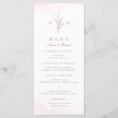 Roos goud eenvoudige elegant bladeren monogram bru menu (Voorkant)