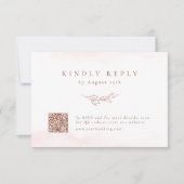 Roos goud eenvoudige elegante botanische QR code b RSVP Kaartje (Voorkant)