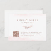 Roos goud eenvoudige elegante botanische QR code b RSVP Kaartje (Voorkant / Achterkant)