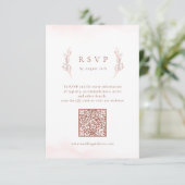 Roos goud eenvoudige elegante botanische QR code b RSVP Kaartje (Staand voorkant)