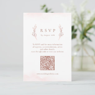 Roos goud eenvoudige elegante botanische QR code b RSVP Kaartje