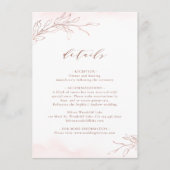 Roos goud eenvoudige elegante botanische trouwgege informatiekaartje (Voorkant)