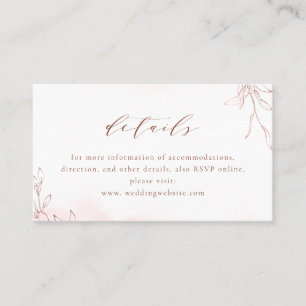 Roos goud eenvoudige elegante botanische trouwgege plaatskaartje