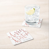 Roos Goud Eenvoudige Kalligrafie Vrolijk Kerstfees Kartonnen Onderzetters (Insitu)