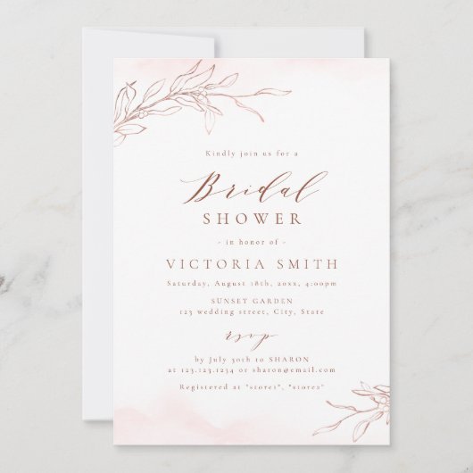 Roos goud elegant botanisch rustisch vrijgezellenf kaart (Voorkant)