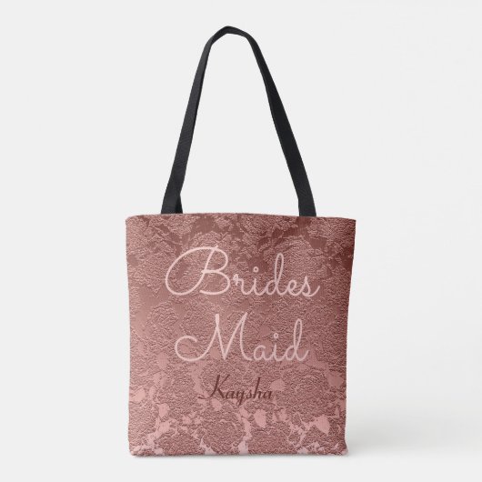 Roos Goud Elegant Bruiloft Bruidsmeisje Tote Bag (Achterkant)