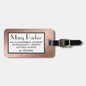 Roos goud, elegant chic girl hartmonogram. bagagelabel (Voorkant horizontaal)