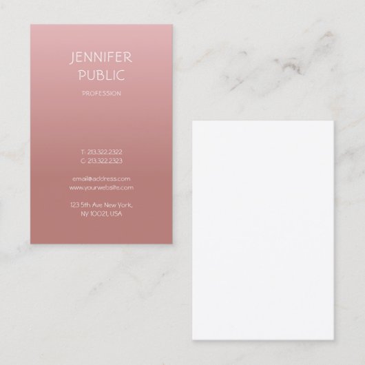 Roos Goud Elegant Eenvoudig Ontwerp Modern Trendy Visitekaartje (Voorkant / Achterkant)