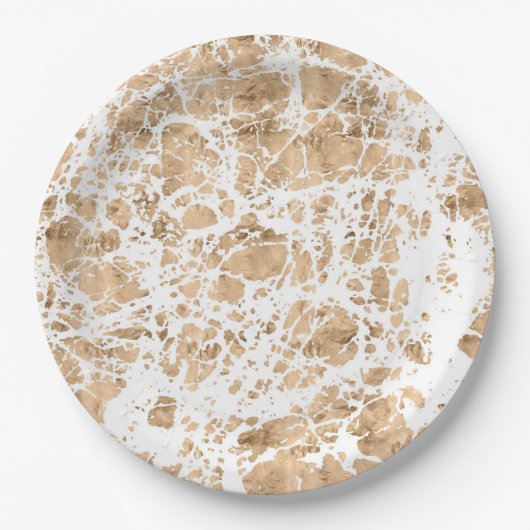 Roos goud elegant marmer distressed decor papieren bordje (Voorkant)
