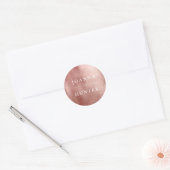 Roos Goud Elegant Typografie Bruiloft Ronde Sticker (Envelop)